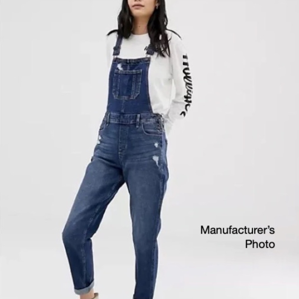 Hollister High-Rise Crop Boyfriend Overall Vintage Stretch - M